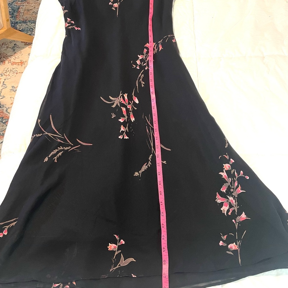 EVAN PICONE Y2K Black Floral Design Chiffon Shift Dress Ruffle Straps SZ 10 EUC - Picture 9 of 9